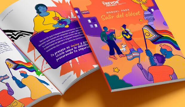 Es una imagen que muestra el manual para salir del closet diseñado por The Trevor Project Mexico